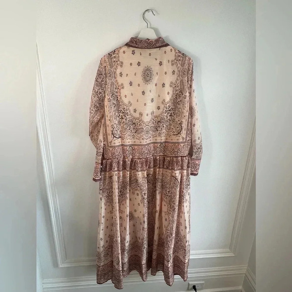 Maxi printed bohemian lightweight dress casual drop waist floral rope belt L - Picture 6 of 16